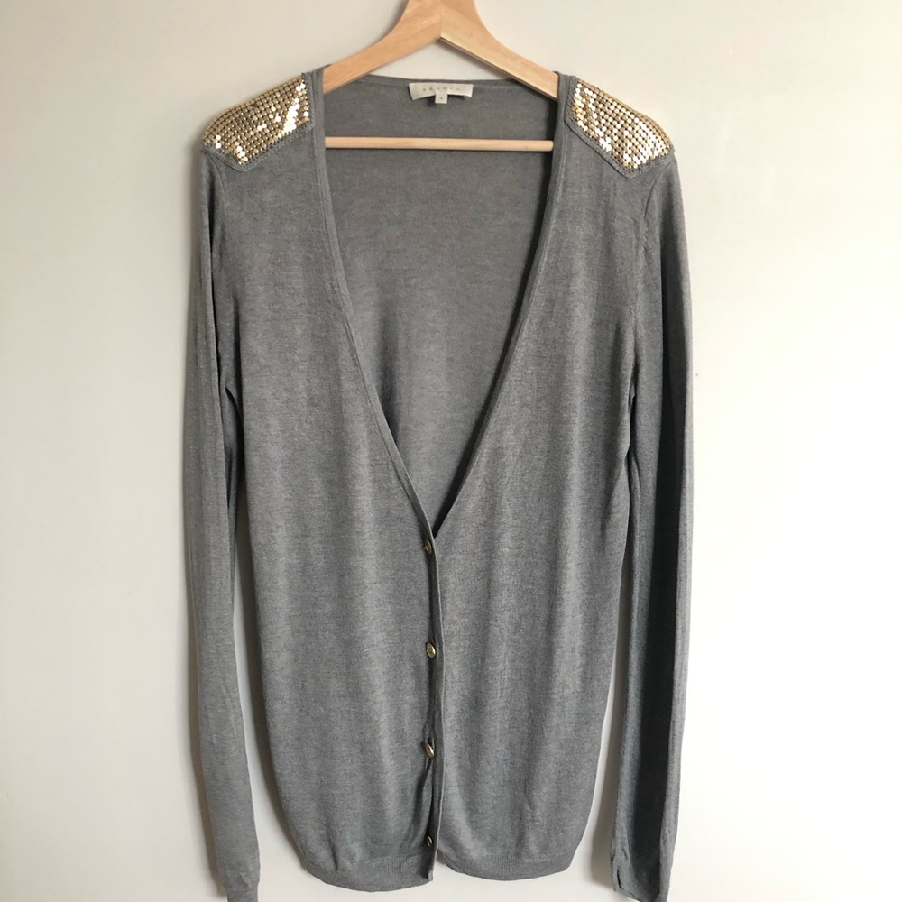 Sandro cardigan with gold chain mail detail